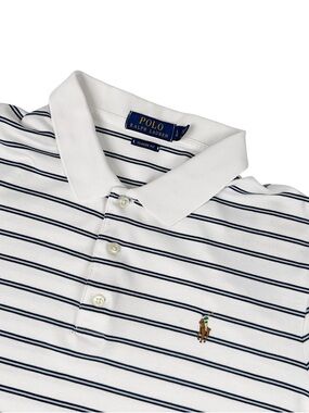 Polo Ralph Lauren Shirt Mens L Classic Fit Striped Light Blue Golf Preppy Cotton